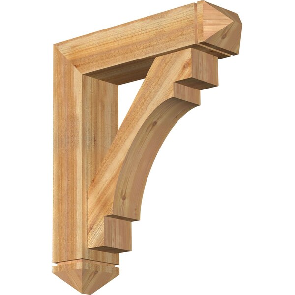 Ekena Millwork Merced Arts and Crafts Rough Sawn Bracket w/ Offset Brace, Western Red Cedar, 8"W x 32"D x 38"H BKT0806X32X38MRC03RWR - main